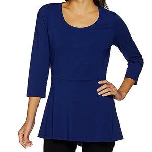 Isaac Mizrahi Live! 3/4 Sleeve Peplum Knit Tunic Top  16286